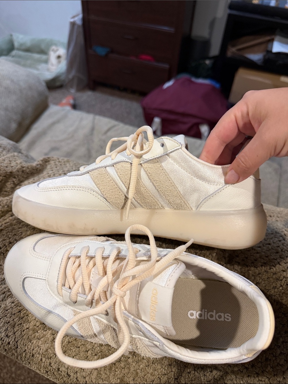 adidas Off-White and Cream Low-Profile Sneakers
